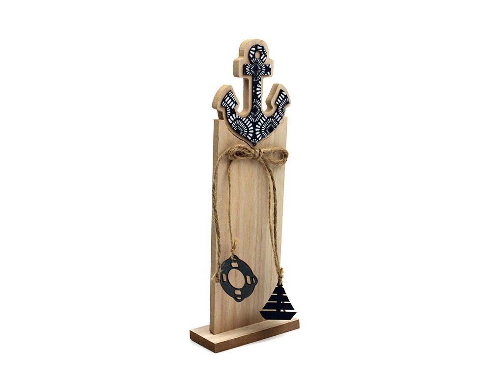 WOODEN BLUE ANCHOR DECORATION cod. 9500012